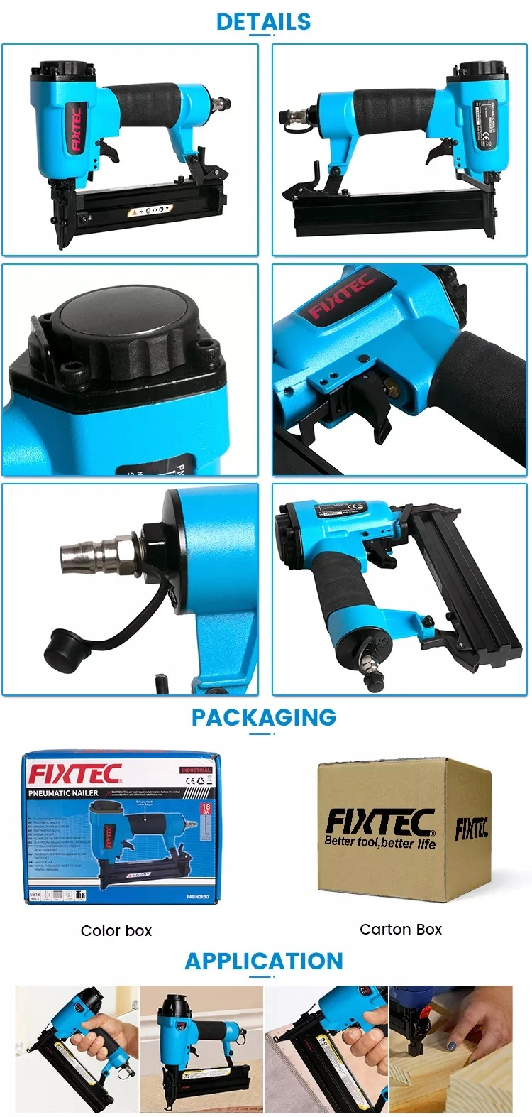 Fixtec Air Tools Ergonomic and Lightweight Concrete Gas Nail Gun Air Stapler Nail Gun